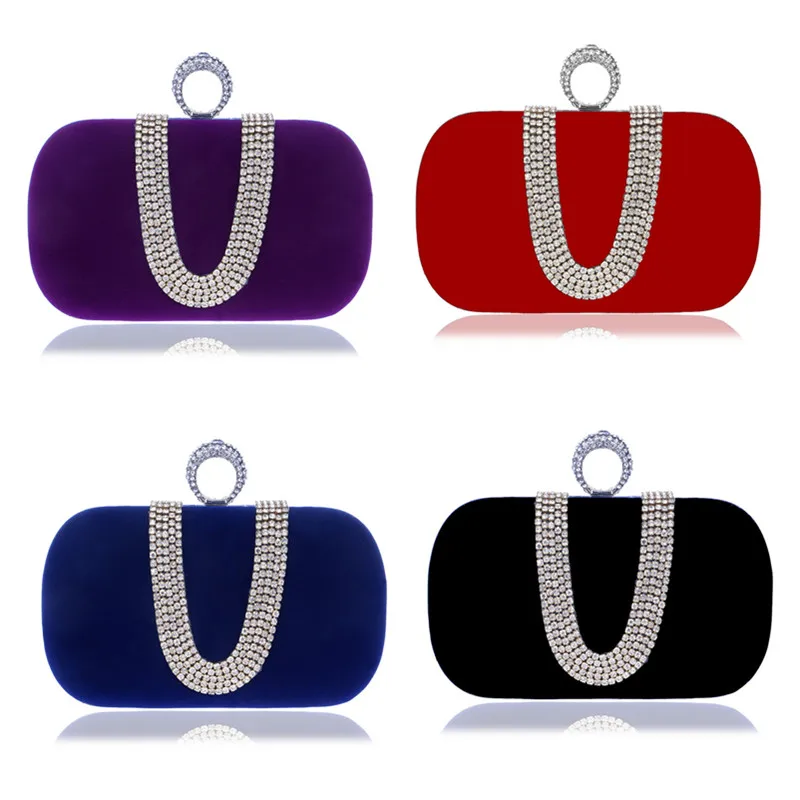 YINGMI Velet Rhinestones Evening Bag Wedding Purse Finger Ring Diamonds Chain Shoulder Handbags Crystal Evening Bag YINGMI Velet Rhinestones Evening Bag Wedding Purse Finger Ring Diamonds Chain Shoulder Handbags Crystal Evening Bag