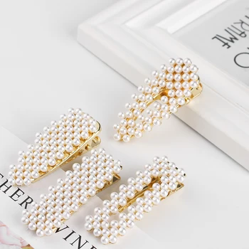 

1 pc Waterdrop Shape Elegant Metal Imitiation Pearl Hairpins Hollow Geometric Rectangle Women Hair Clips Hair Accessories