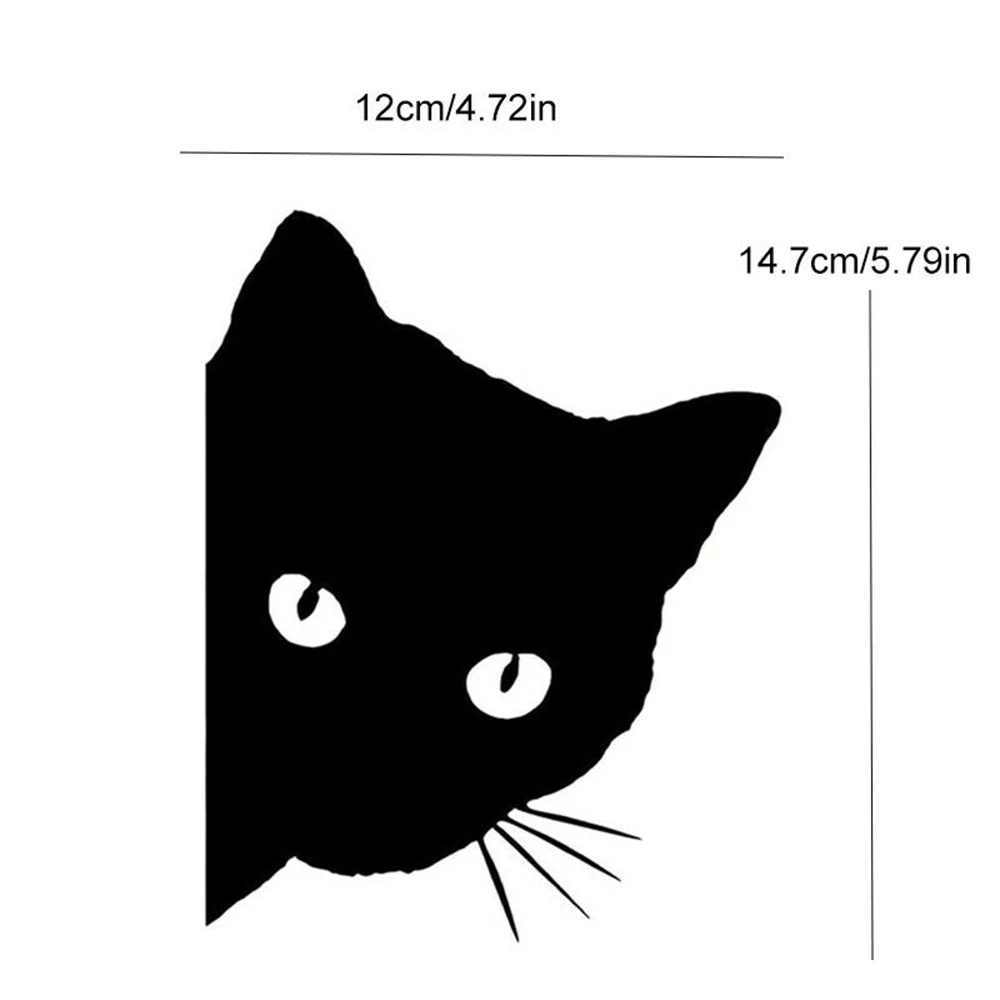 

Creative Black Cat Face Peeking Car Stickers Automotive Decal Window Decoration Reflective Sticker