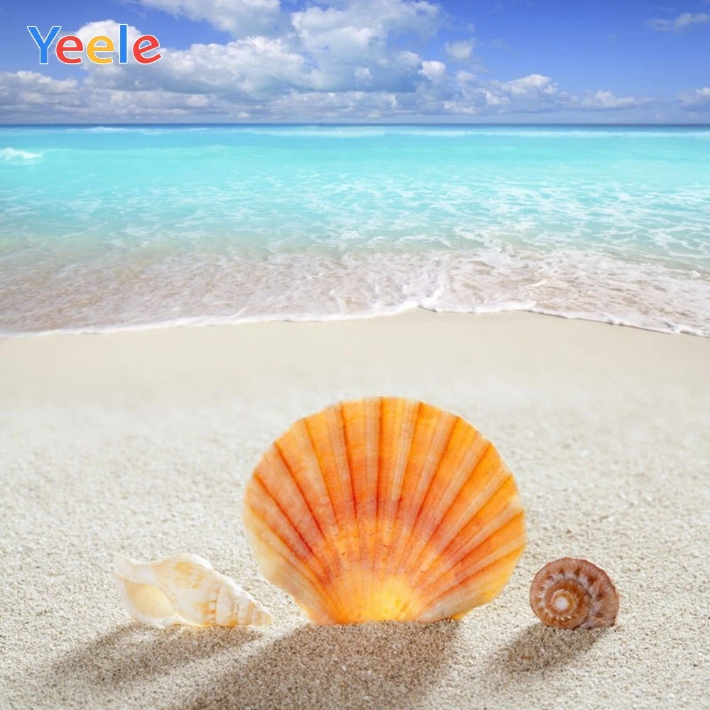 

Yeele Vinyl Shell Seaside Beach Children Birthday Party Photography Background Wedding Love Photographic Backdrop Photo Studio