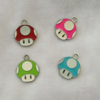 

New 50 Pcs Super Mario Mushroom Head Multicolor Mix Charms Earrings Pendants DIY Jewelry Making A67