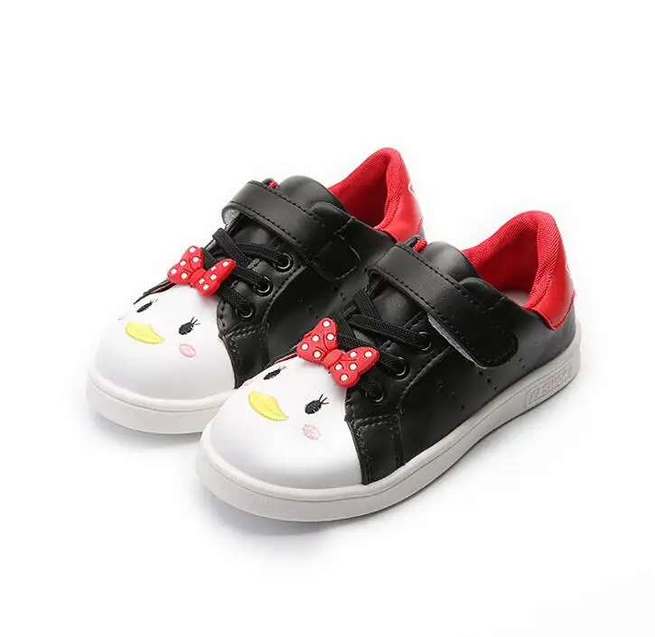 Spring Models Children Sneakers Casual Kids Shoes Baby Bow Cartton Girls Flats Fashion Single Shoes Student Fashion Sneaker - Цвет: Черный