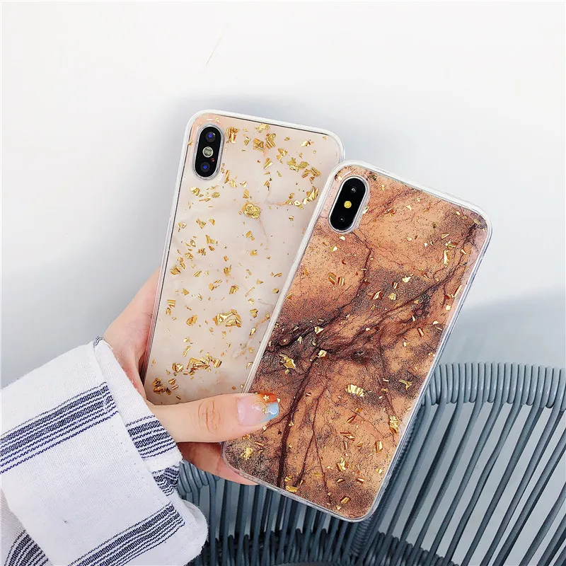 Gold Foil Marble Phone Case For iphone XS Max XR X 6S 6 7 8 Plus Back Cover Luxury Fashion Soft IMD Cases |