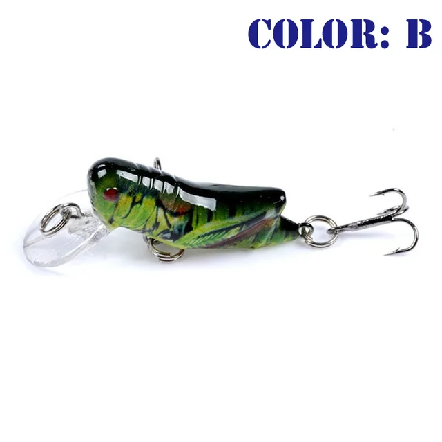 1pcs Insect Bionic Fishing Lure 45mm 3.5g Grasshopper Minnow Hard Baits Squid Artificial Swimbaits Bass Carp Pike Fishing Tackle B