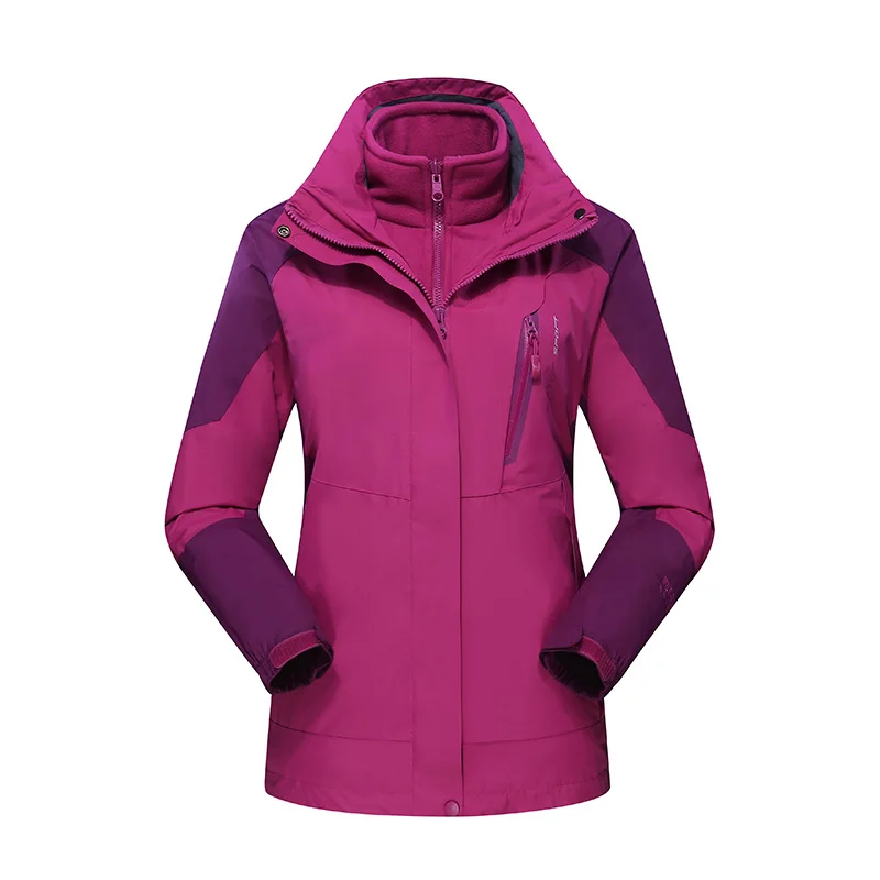 Зимняя походная куртка для мужчин и женщин из 2 предметов, водонепроницаемая теплая ветровка для спорта на открытом воздухе, мужские пальто VA547 - Цвет: Women Purple