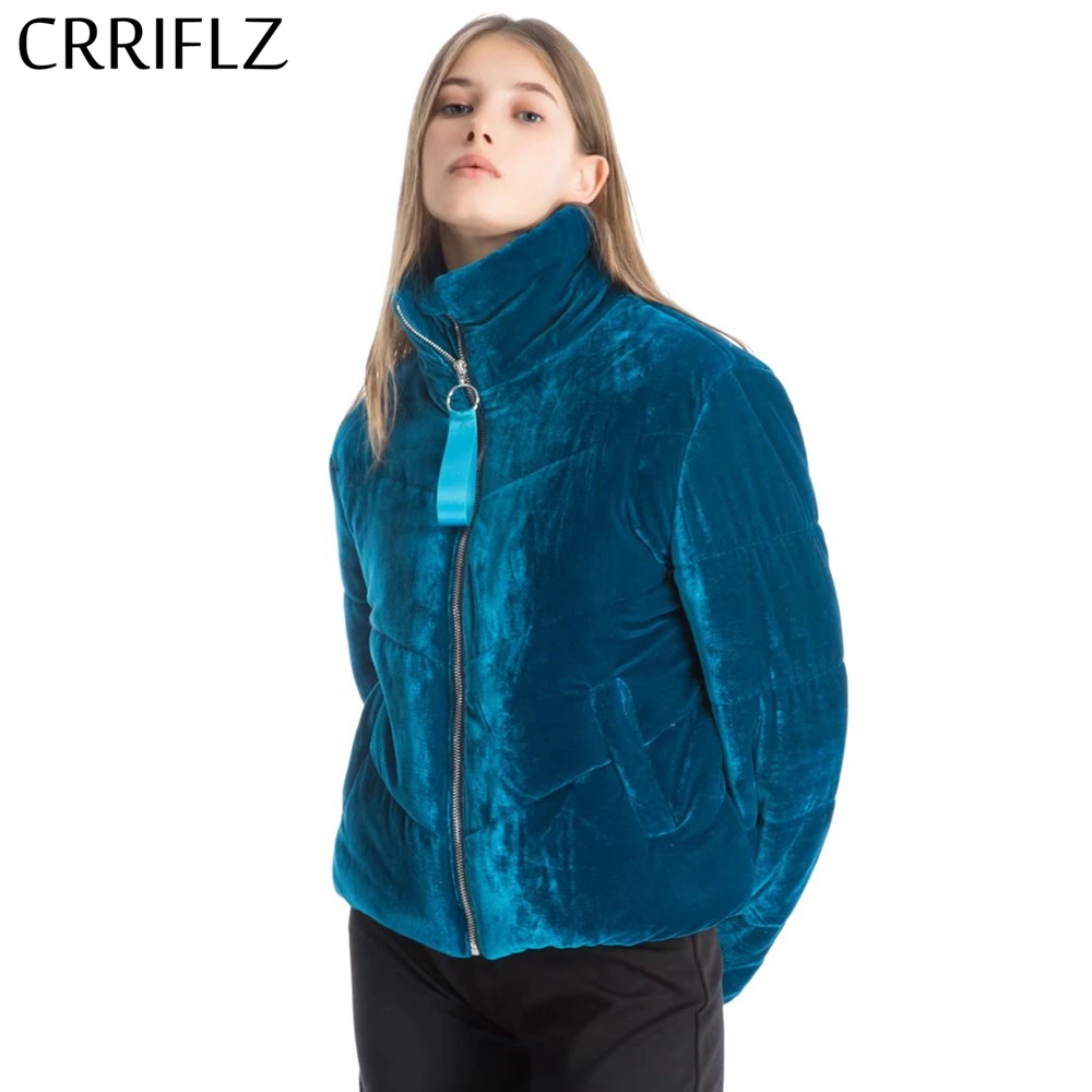 CRRIFLZ новая бархатная хлопковая стеганая Базовая куртка пальто для женщин теплая