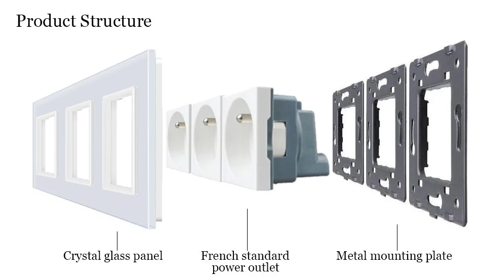 Welaik Стекло Панель ЕС стены разъем розетка Белый Черный Франции Стандартный Мощность разъем AC110~ 250 В a38f8f8fw/ b