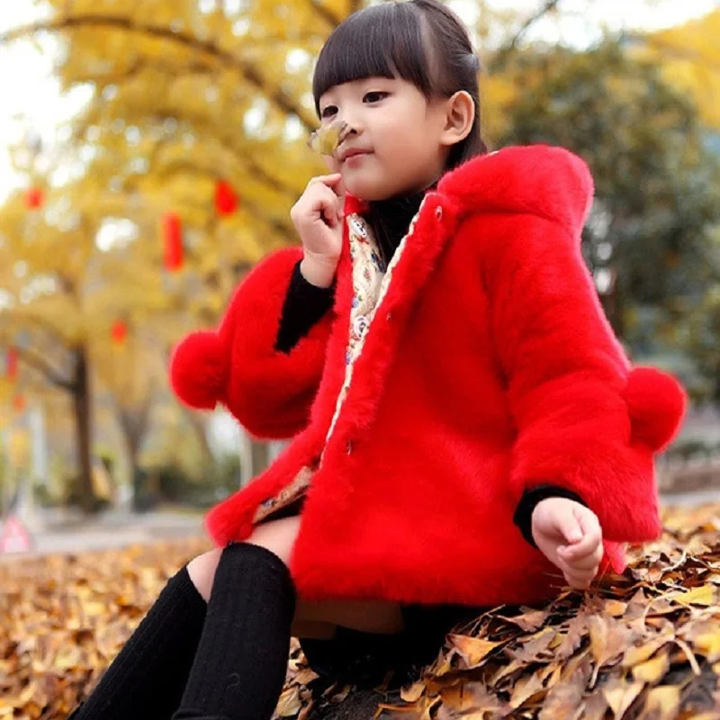 Новая зимняя куртка для маленьких девочек зимняя теплая одежда пальто с искусственным мехом верхняя одежда для девочек ростом от 80 до 150 см 970
