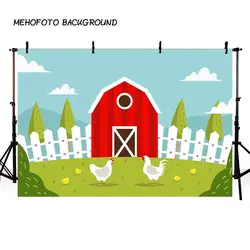 MEHOFOTO фермы Фон фотографии красный Barn Barnyard дом для дня рождения фото Фоны иллюстрации для Photo Booth