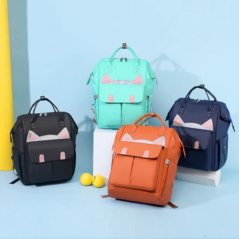 Diaper Bag Mom backpack cat cartoon Mother Care Large Capacity Black Maternity Baby Bag 4 colors