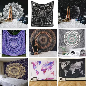 

200x150cm Large Mandala Indian Tapestry Wall Hanging Bohemian Beach Polyester Thin Blanket Yoga Shawl Mat Carpet Rugs boho
