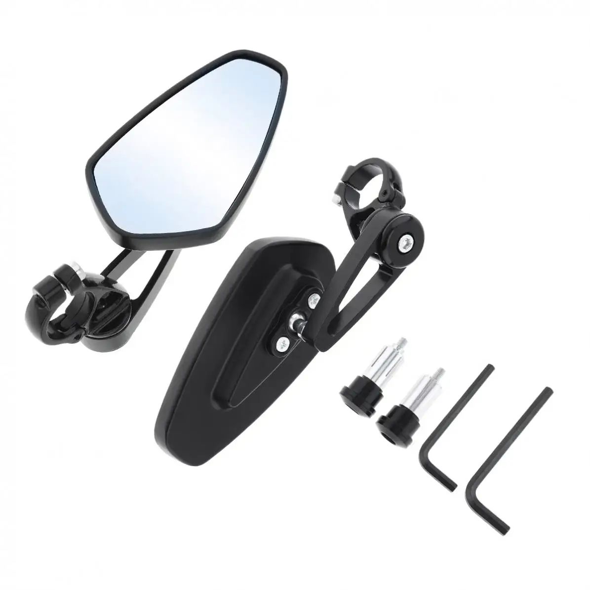 2pcs 15.2CM Blue Lens MZS Motorcycle Bar End Mirrors Rear 2pcs 15.2CM Blue Lens MZS Motorcycle Bar End Mirrors Rear