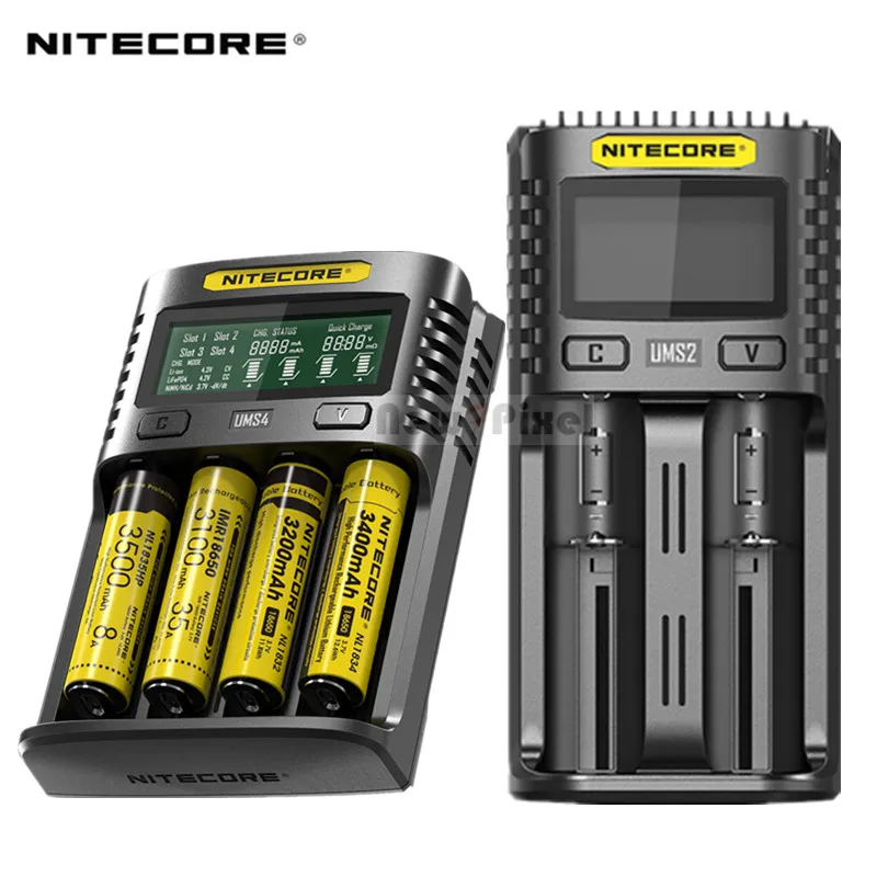 NITECORE UMS4 UMS2 SC4 интеллигентая(ый) быстрее зарядки превосходное Зарядное устройство с 4 слота Выход совместимый 18650 14450 16340 АА Батарея