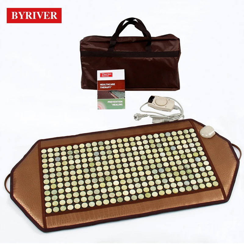 BYRIVER Natural Real Jade Mat Cushion Therapy Korea Far Infrared Heating Mattress Relief Back