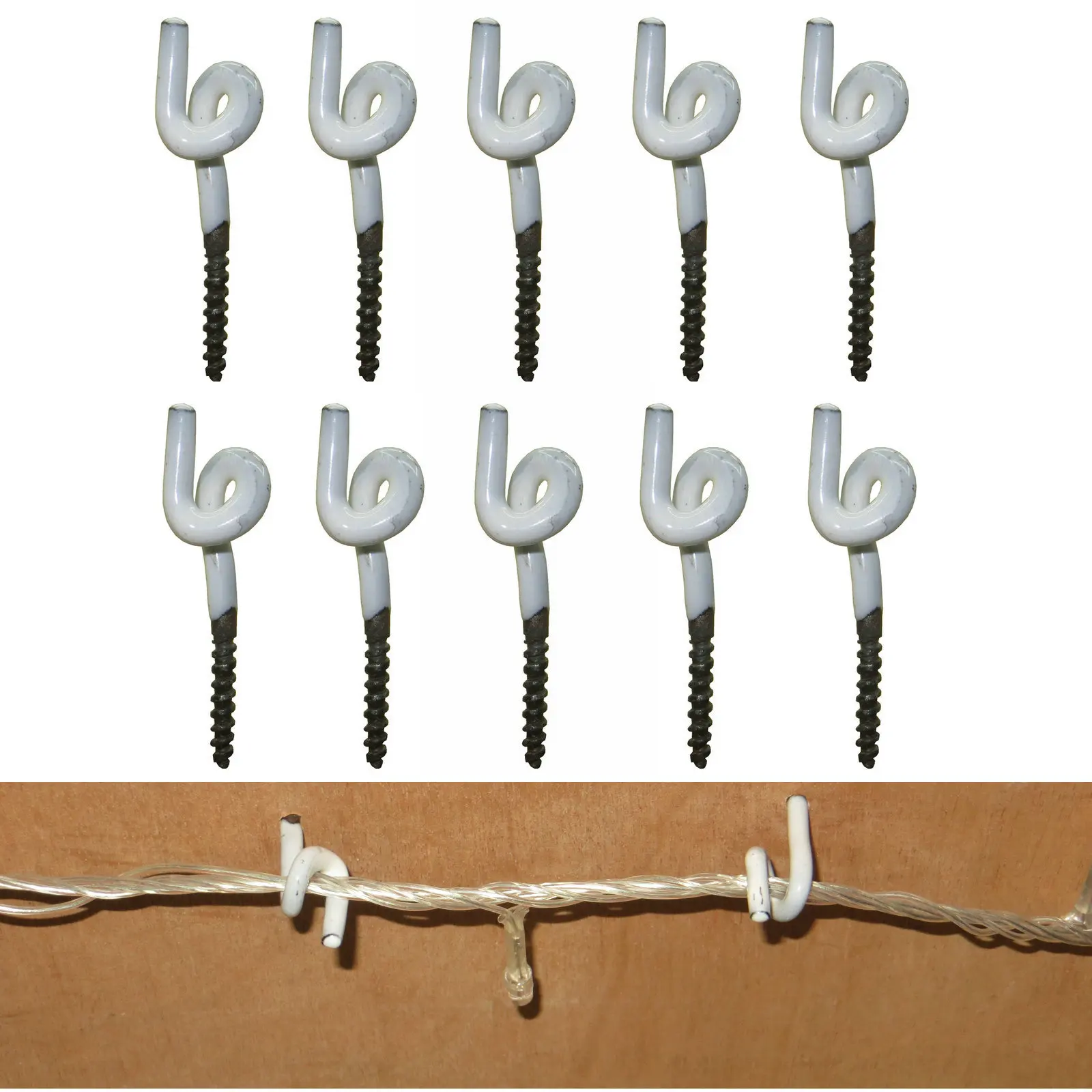 

Lot of 10 Screws Hangers Ceiling Hook for Outdoor Wire Use, for Mini Christmas Light and Bird Feeders, Bird Houses, Wind Chimes