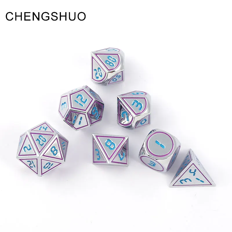 Chengshuo dnd dice metal rpg set polyhedral dungeons and dragons d20 10 8 12 table game Zinc alloy silvery dices pattern digital Chengshuo dnd dice metal rpg set polyhedral dungeons and dragons d20 10 8 12 table game Zinc alloy silvery dices pattern digital