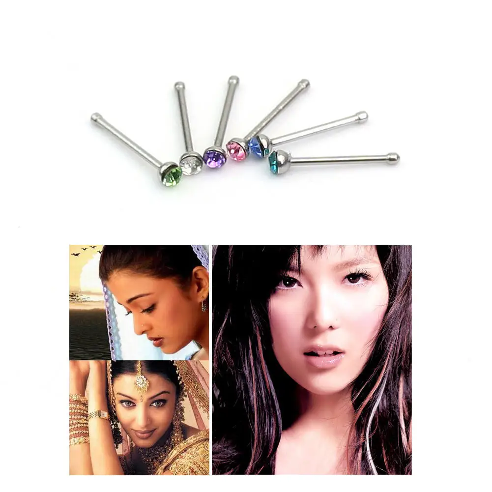 Wholesale Lots 24pcs Fashion Crystal 316L Surgical Steel Nose Stud