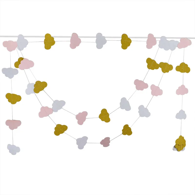 3м бумага Гарланд разноцветные маленькие облака в горошек подвесные буквы баннер детский день рождения, детский душ Свадебная вечеринка украшения бумажный флаг