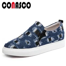 CONASCO/Новое поступление, женские классические туфли на плоской подошве, повседневные рабочие весенне-осенние кроссовки с круглым носком, винтажные слипоны, брендовая дизайнерская женская обувь