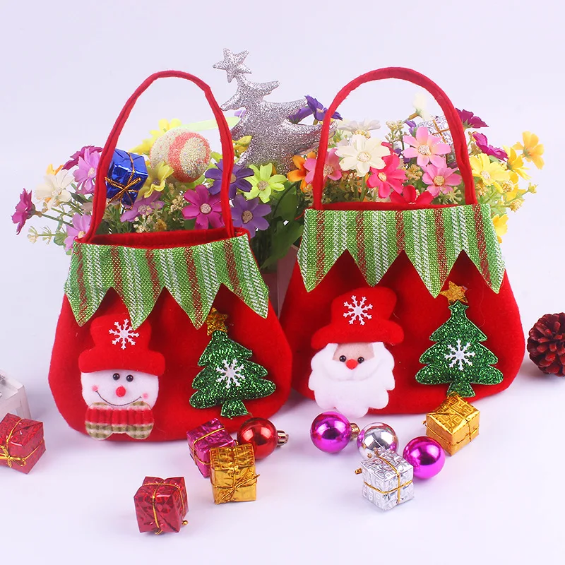 3pcs Christmas handbag Christmas small gift candy bag Christmas decorations gift bag with handle ...