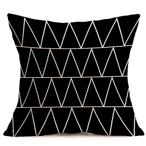 Pillow Case Black and White Pattern Pillowcase Cotton Linen Printed