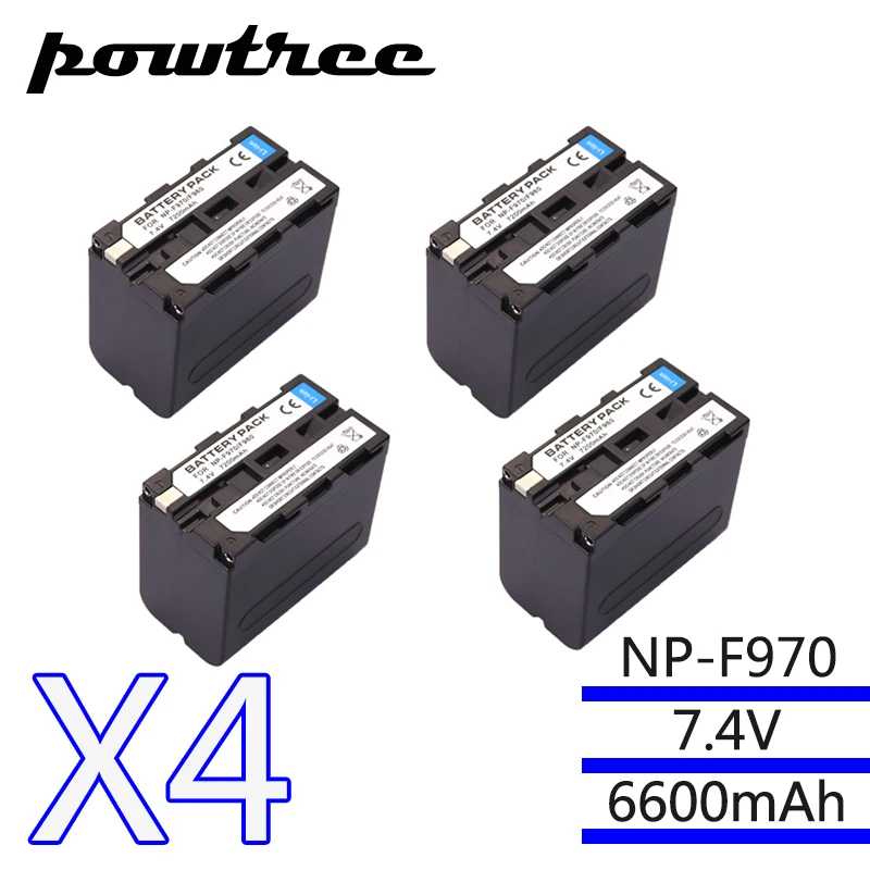 

4Packs 7.4V 6600mAh NP-F960 NP-F970 Camera Battery Pack For Sony NP F960 F970 NP-F770 F550 CCD-TRV58 TRV110K TRV26E HVR-Z1 V