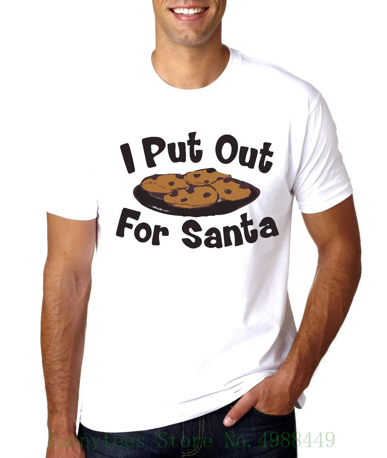 New Christmas Noverty I Put Out For Santa Cookie T Shirt Cotton Low Price Top Tee For Teen Girls