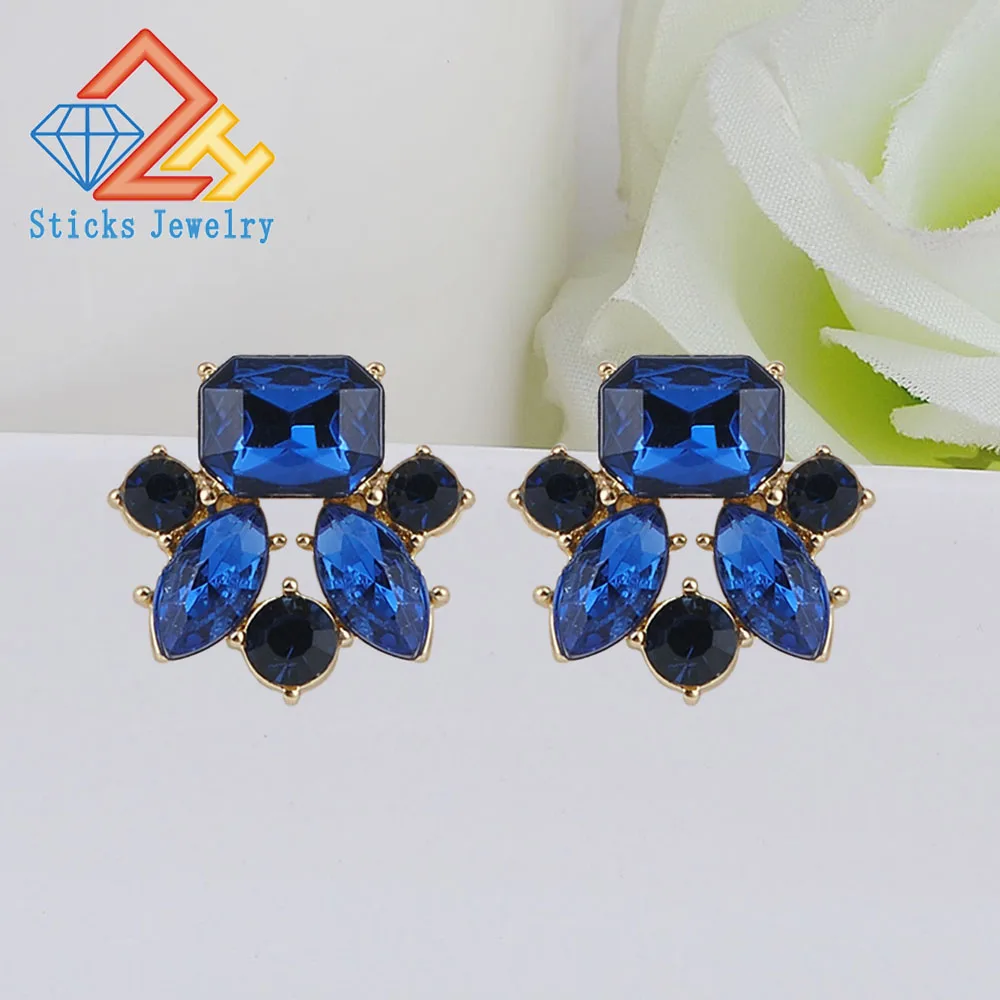 

New Elegant Crystal Earrings Gem Stone Resin Stud Earrings Trendy Fashion Bijoux Bohemia Brincos