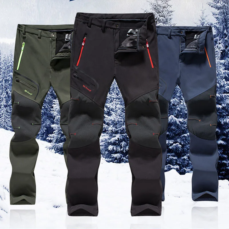 

Hiking Pants for Men Women Autumn Winter Soft Shell Trousers Thickening Velvet Warm Outdoor Ski Trekking Sport Pants Plus Size