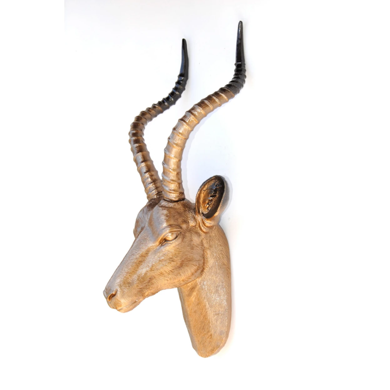 Large Bronze Antelope With Black Accents Wall Mount - Faux Gazelle Wall Hanging - Faux Taxidermy Antelope Wall Decor ANT0912 (2)