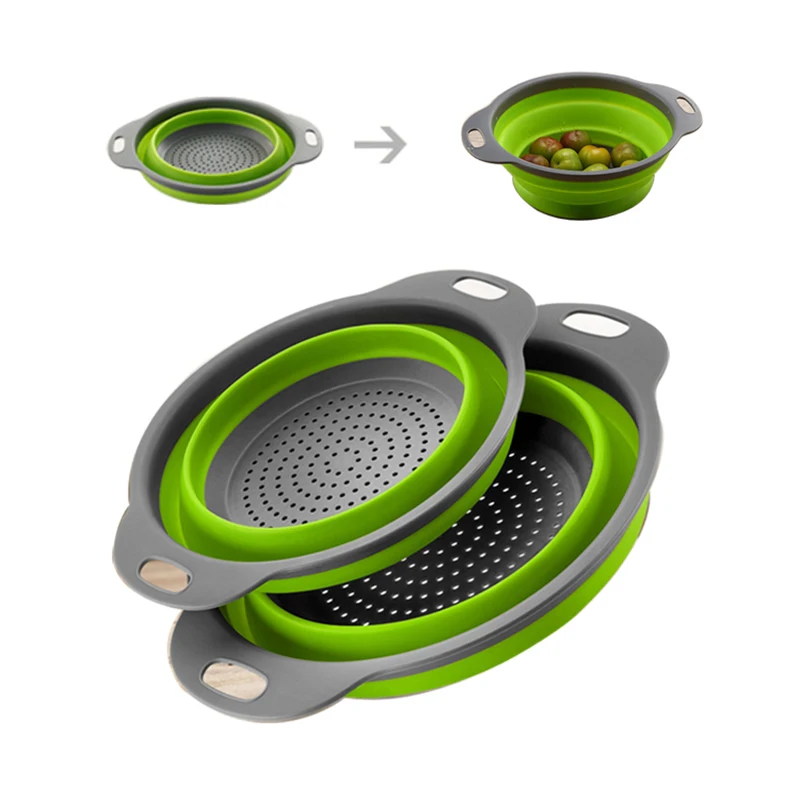 

Foldable Silicone Colander Strainer Fruit Vegetable Washing Basket Agic Basket Strainer Collapsible Drainer Kitchen Tools Gadget