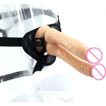 Double dildo strapon dildo strap on dildo with suction cup nude realistic dildo artificial penis sex toys for women lesbian 5