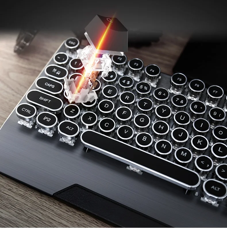 Новый Ретро Круглый Keycap стимпанк ПЕЧАТНАЯ МАШИНКА USB Проводная Механическая