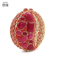 XIYUAN бренд Красный Рубиновый горный хрусталь Мини сумка для женщин сумки на плечо серебро через плечо женские клатчи, сумки дамские вечерние сумки для вечерние