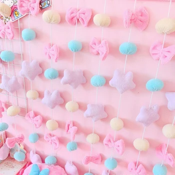 

Pink Star Bow Tie Curtains Girl's Bedroom Children's Room Hanging Curtain Partition Curtain Bed Head Curtain DL012T2