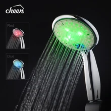 Cheen 3 ColorsChange WaterPowered Led Temperature Sensitive Digital Display Handheld Bathroom Shower Head Showerhead Water Spray