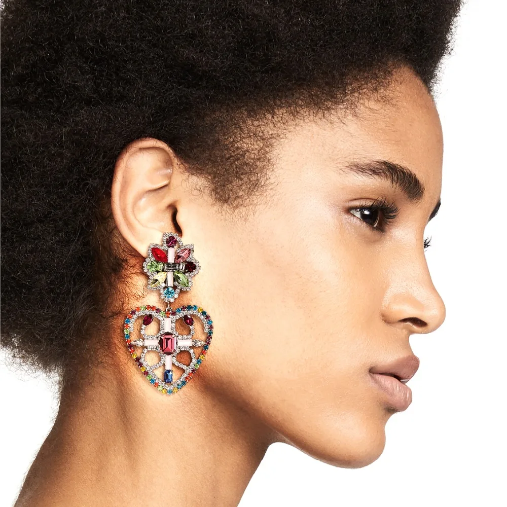 

JUJIA 2019 New HOT SALE statement fashion heart crystal Earrings for women girl party earring Factory Price earring