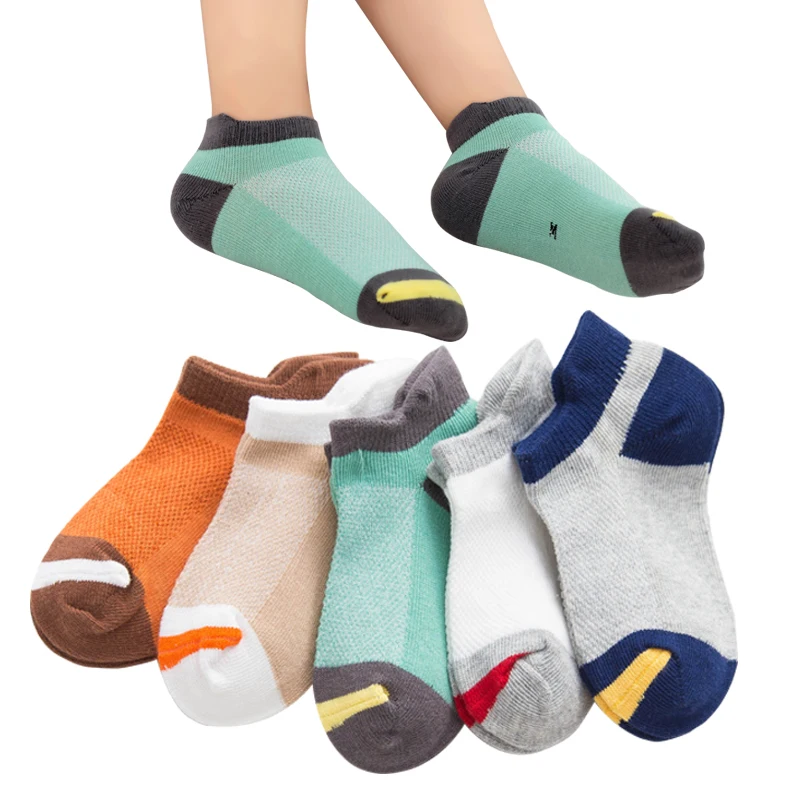 2019 Summer Cotton Mesh Boys Socks Kids Boat Socks For Girls 1-9 Year Children Socks 5 Pairs /lot