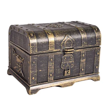 

HIPSTEEN Pirate Haunted Jewel Box Treasure Storage Case Collectibles with Square Cover - Bronze(Empty Box)