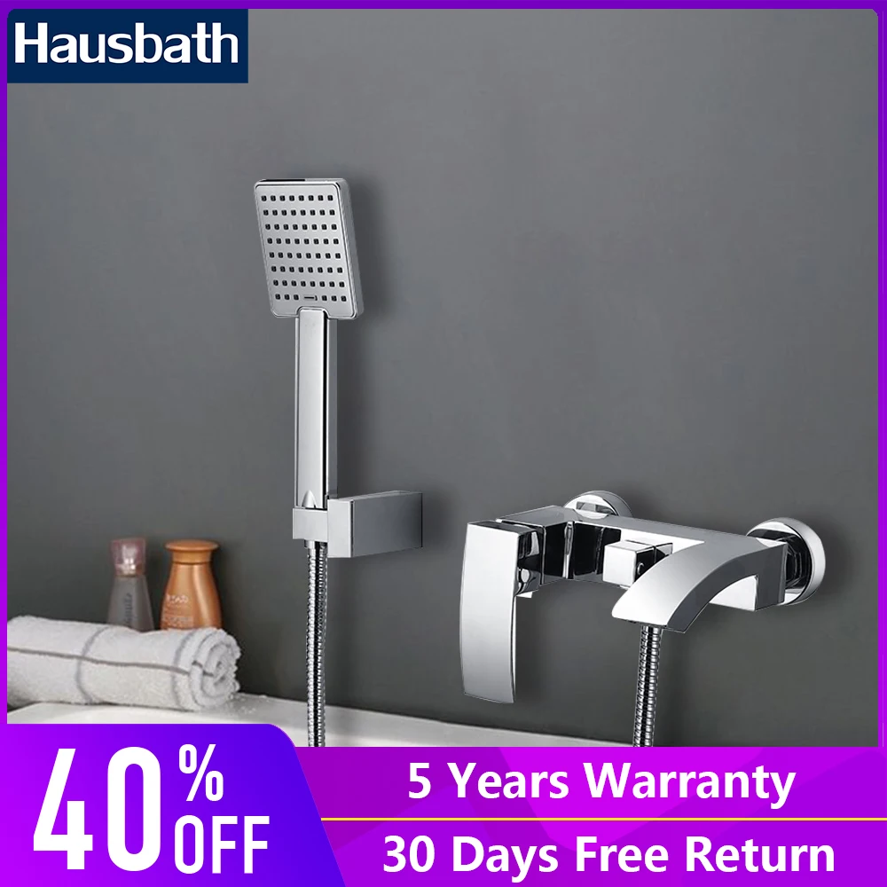 

Shower Set System Faucets Bath Rainfall Chrome Finished Single Handle Dual Hole Wall Mounted Bathroom Mixer Tap