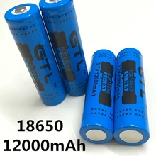 Bateria recarregável de lítio ultraleve, bateria recarregável de lítio 100% v12000 mah 3.7 com grande capacidade para evrefil gtl, novo, 18650