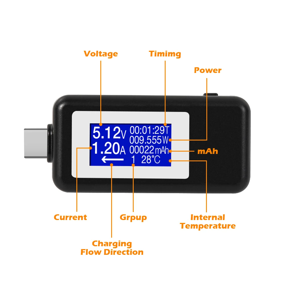 USB тестер Type c цифровой вольтметр постоянного тока Usb измеритель напряжения и