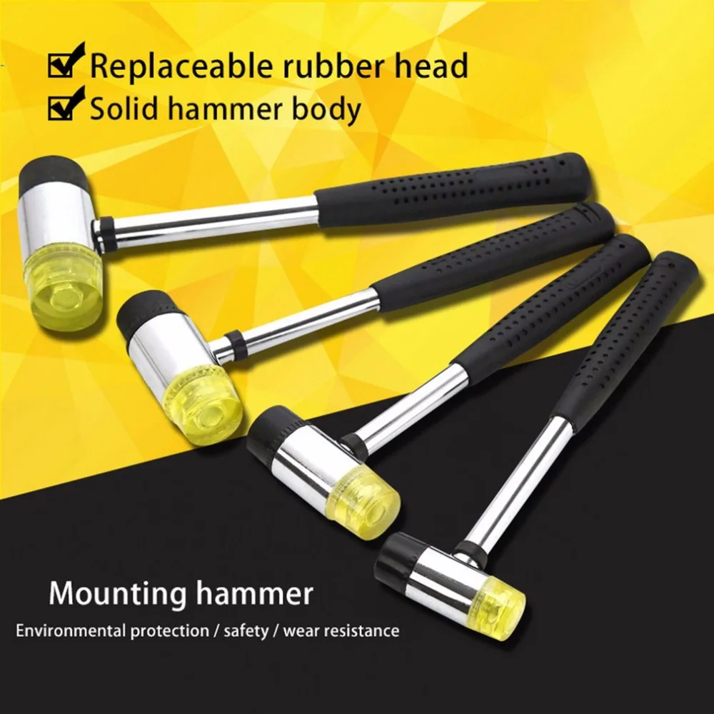 Rubber Mounting Hammer Fitting Tool Wear-resistant and Slip-proof Installation Household Tools Steel Handle Double Face | Инструменты