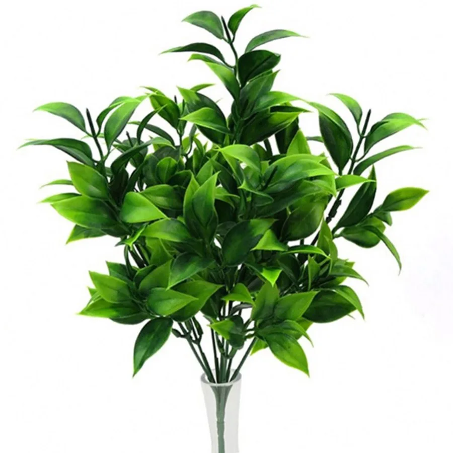 7 веток Зеленые искусственные растения для садовых кустов искусственная трава эвкалипт оранжевые листья Искусственный завод для украшения дома магазина|Искусственные растения|   | АлиЭкспресс