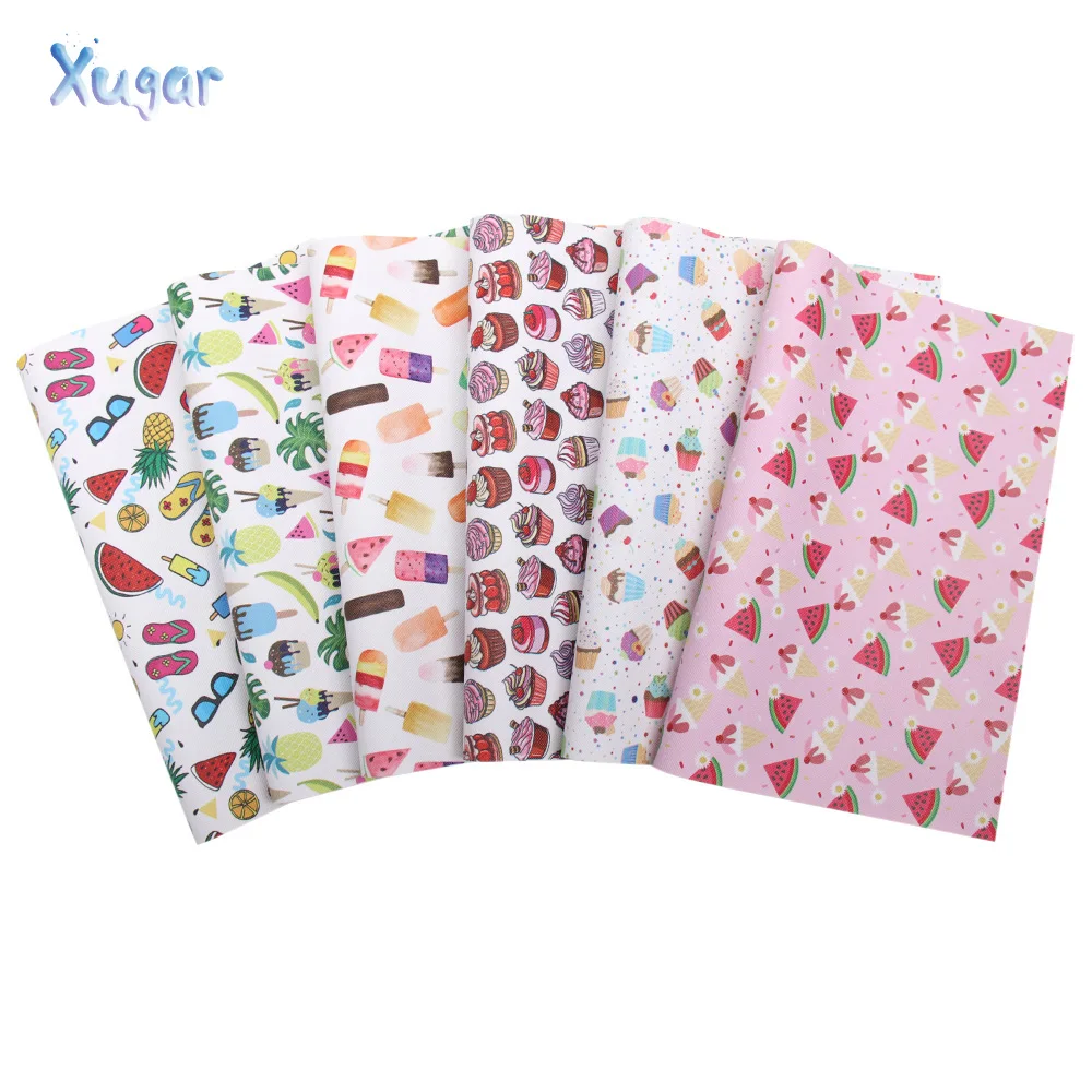 Xugar аксессуары 22*30 см фрукты Лето мороженое печатных искусственная кожа бант для