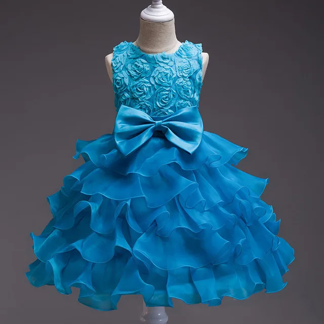 Fashion 3D Flower Kids Birthday Dress for Girl Children Wedding Party ...