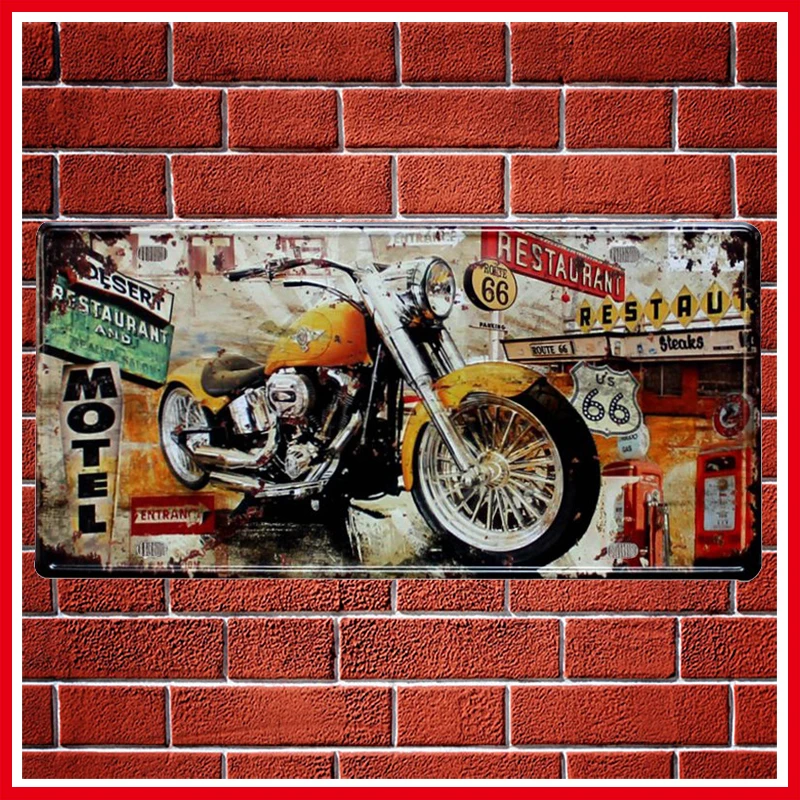 New US Route 66 Motorcycles Vintage Metal Signs Home Decor Vintage Tin Signs Pub Vintage Decorative Plates Metal Wall Art