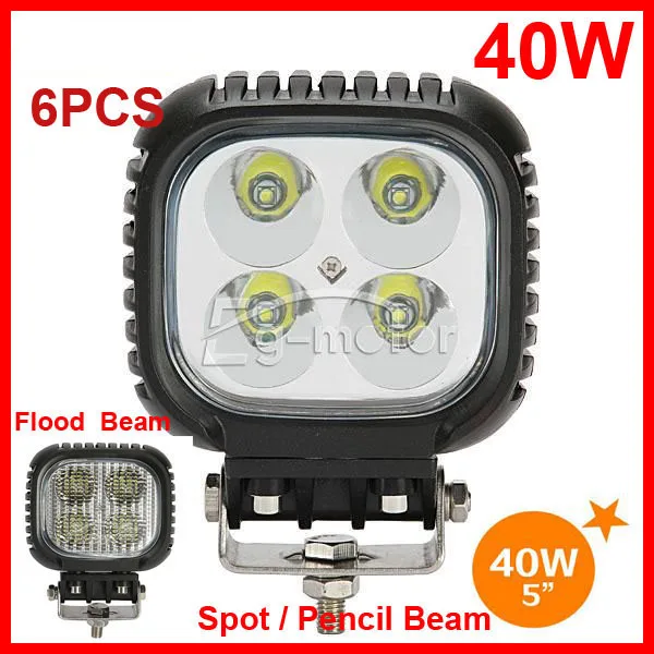 

6PCS 5" 40W CRE 4LED*10W Driving Work Light Offroad SUV ATV 4WD 4x4 9-32V Spot / Flood Beam 3800lm IP67 High Power Truck Lamp