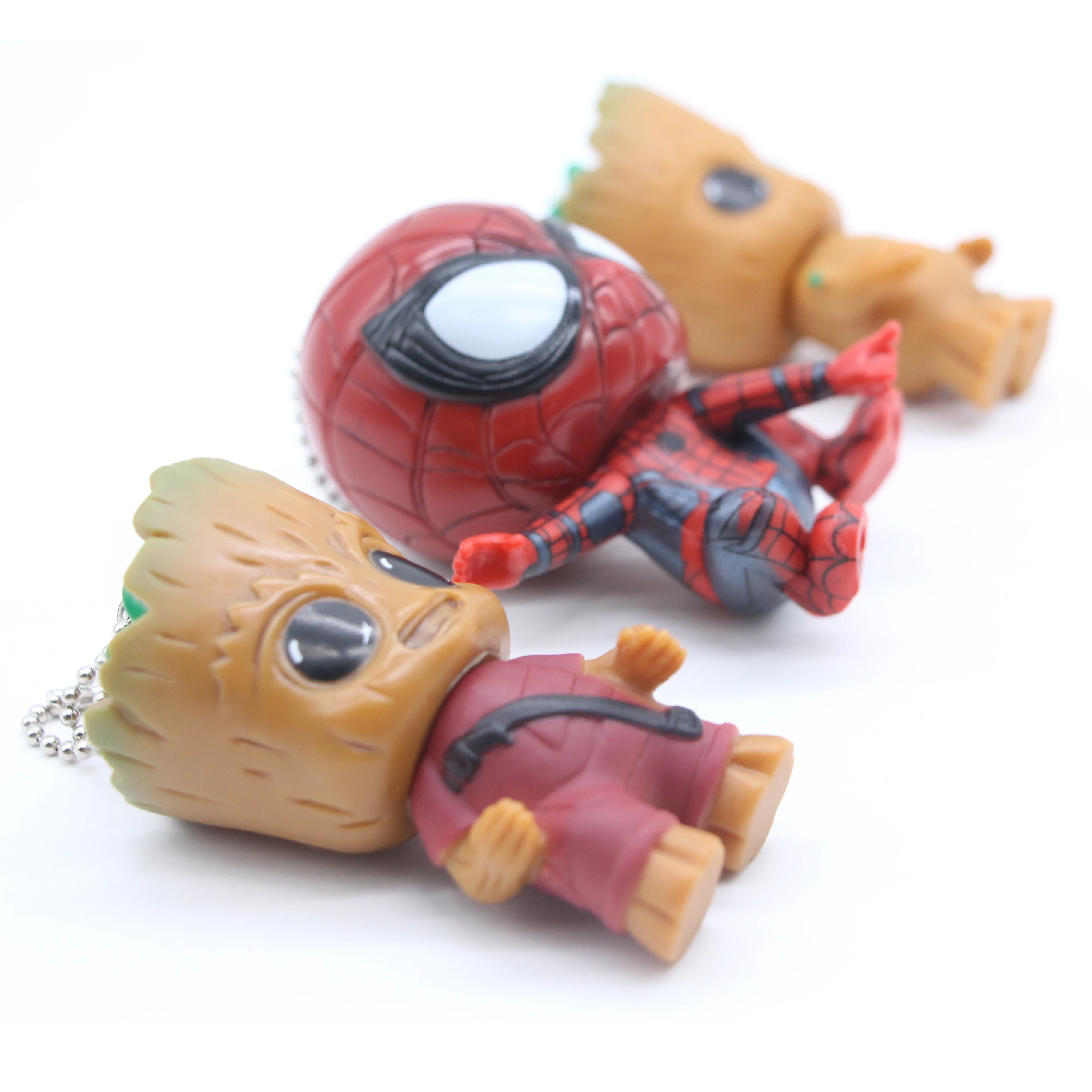 Marvel Guardians of the Galaxy Tree man & Spiderman брелок для ключей Коллекционная модель игрушек