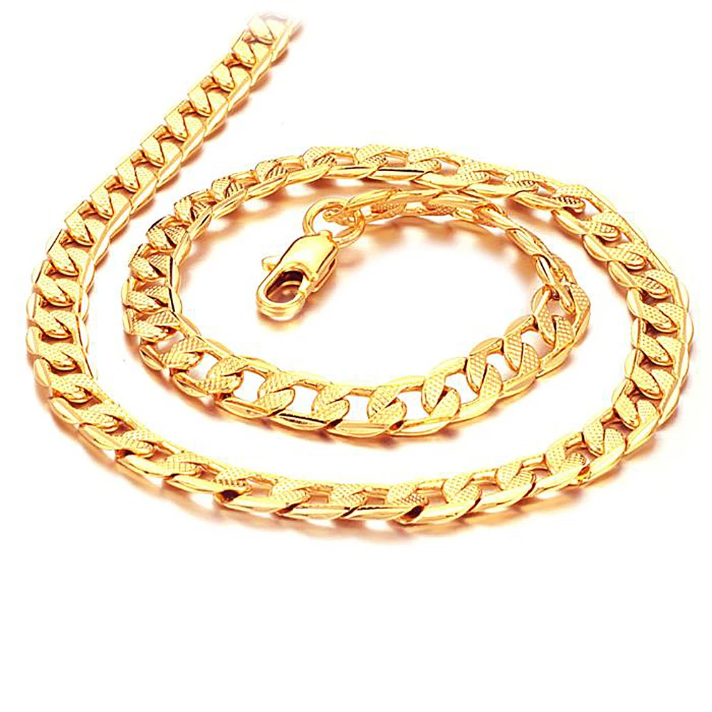 HOT SALE Fashion chain Men s 20 7MM Gold Plated Steel male Necklaces for men KL441